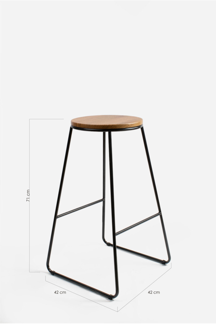 Taburete Alto Industrial Madera y Metal - Arlo