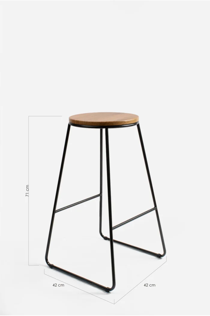 Taburete Alto Industrial Madera y Metal - Arlo
