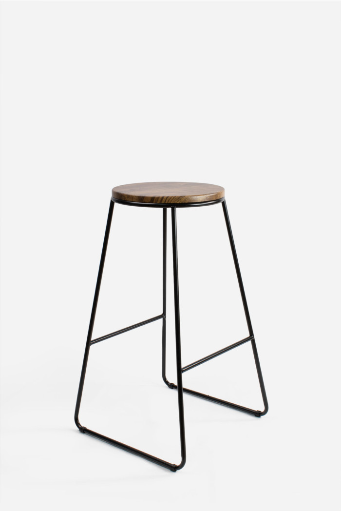 Taburete Alto Industrial Madera y Metal - Arlo