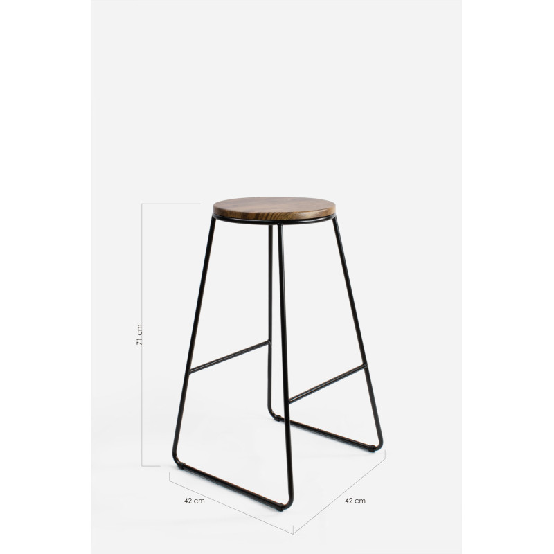 Taburete Alto Industrial Madera y Metal - Arlo