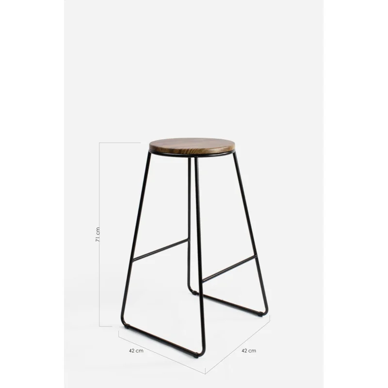 Taburete Alto Industrial Madera y Metal - Arlo