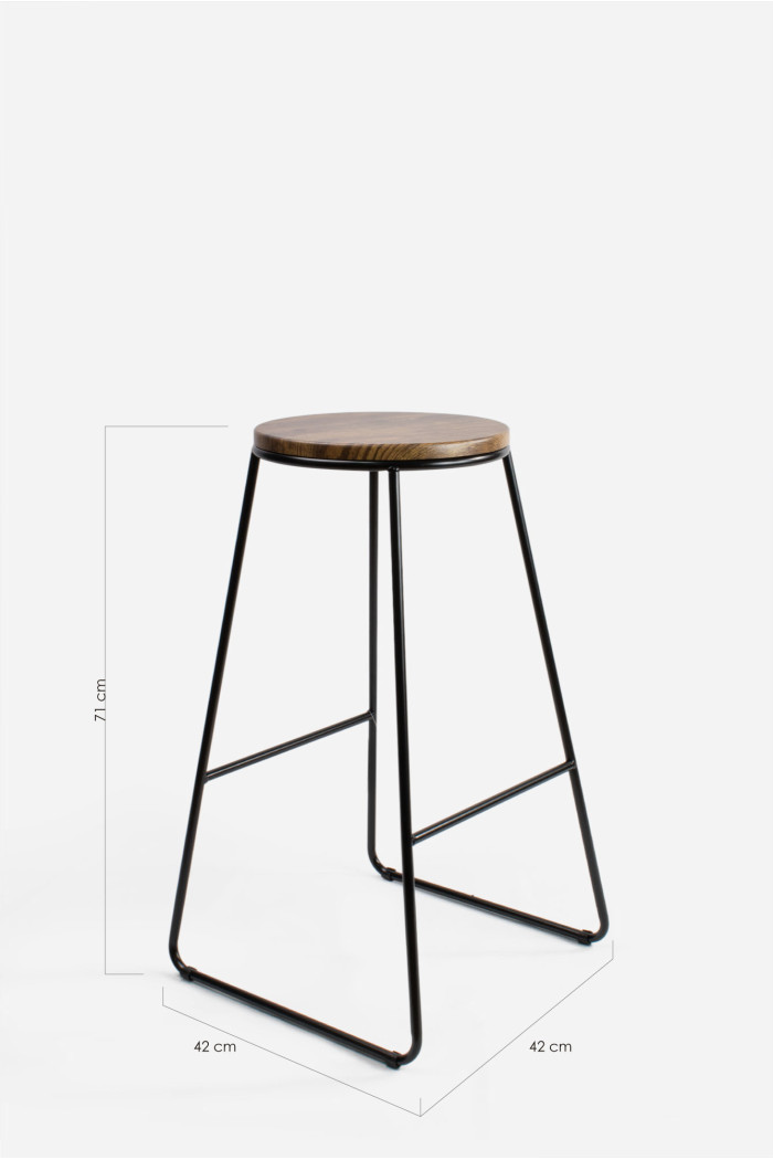 Taburete Alto Industrial Madera y Metal - Arlo