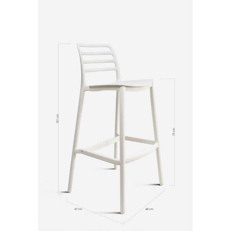 Taburete Alto con Respaldo de Lamas - Nour