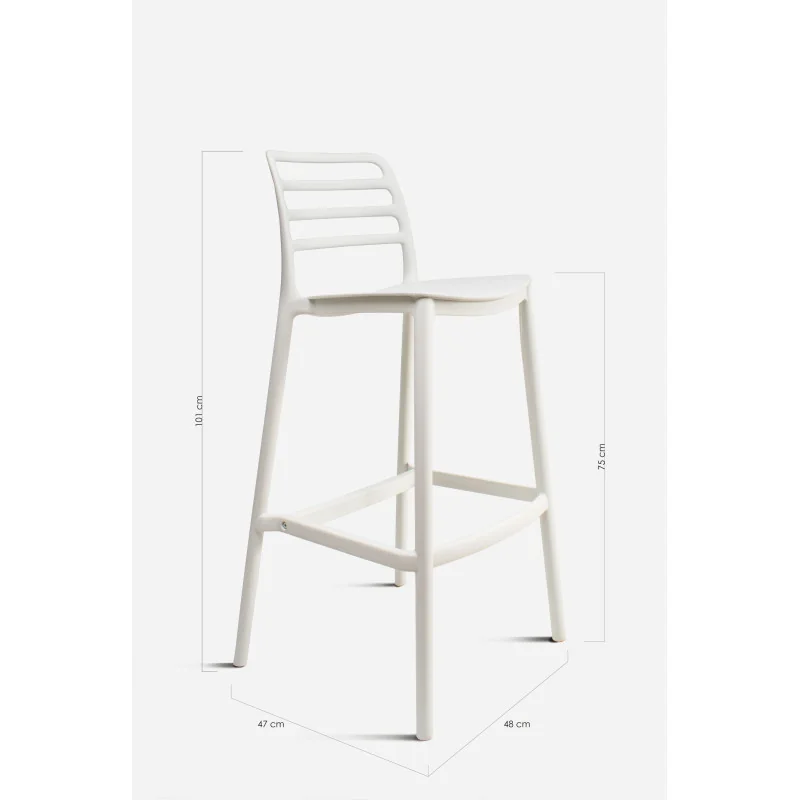 Taburete Alto con Respaldo de Lamas - Nour