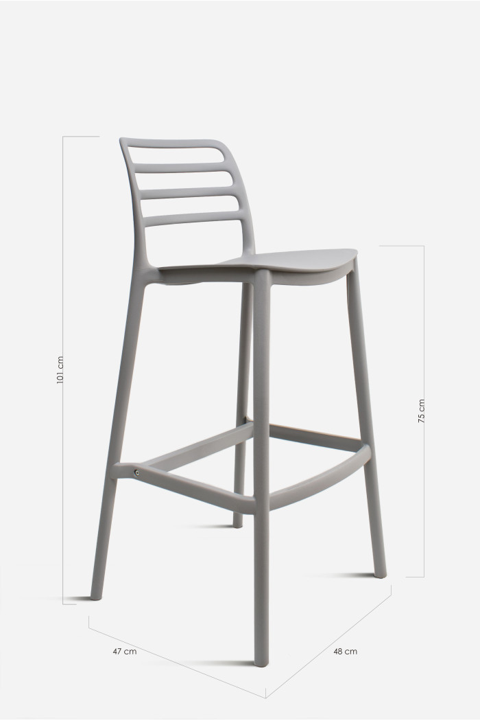 Taburete Alto con Respaldo de Lamas - Nour