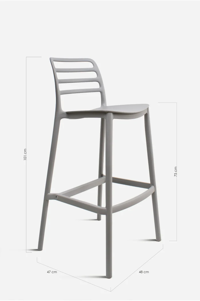 Taburete Alto con Respaldo de Lamas - Nour