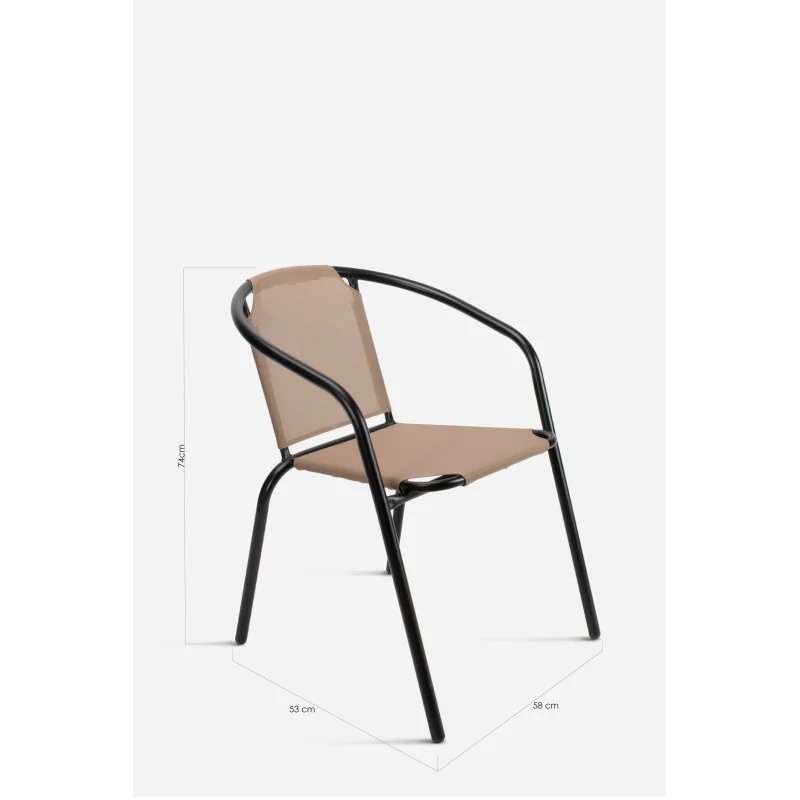 Silla de Jardín de Metal con Lona marrón rojizo/negro - medidas
