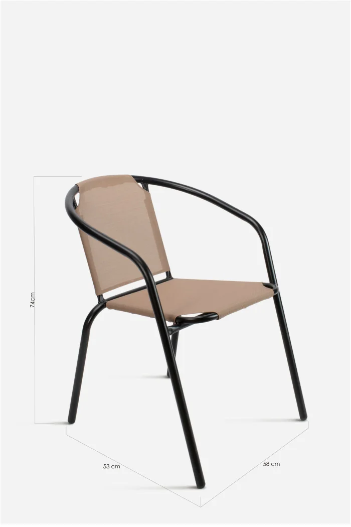 Silla de Jardín de Metal con Lona marrón rojizo/negro - medidas