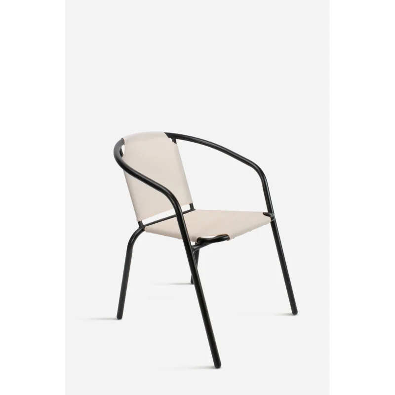 Silla de Jardín de Metal con Lona beige/negro