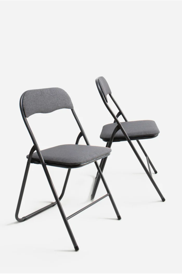 silla plegable de metal y poliester acolchada modelo Aydin gris - pack 2