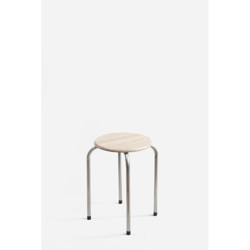 Taburete Auxiliar de Metal con Base de Madera - Darek