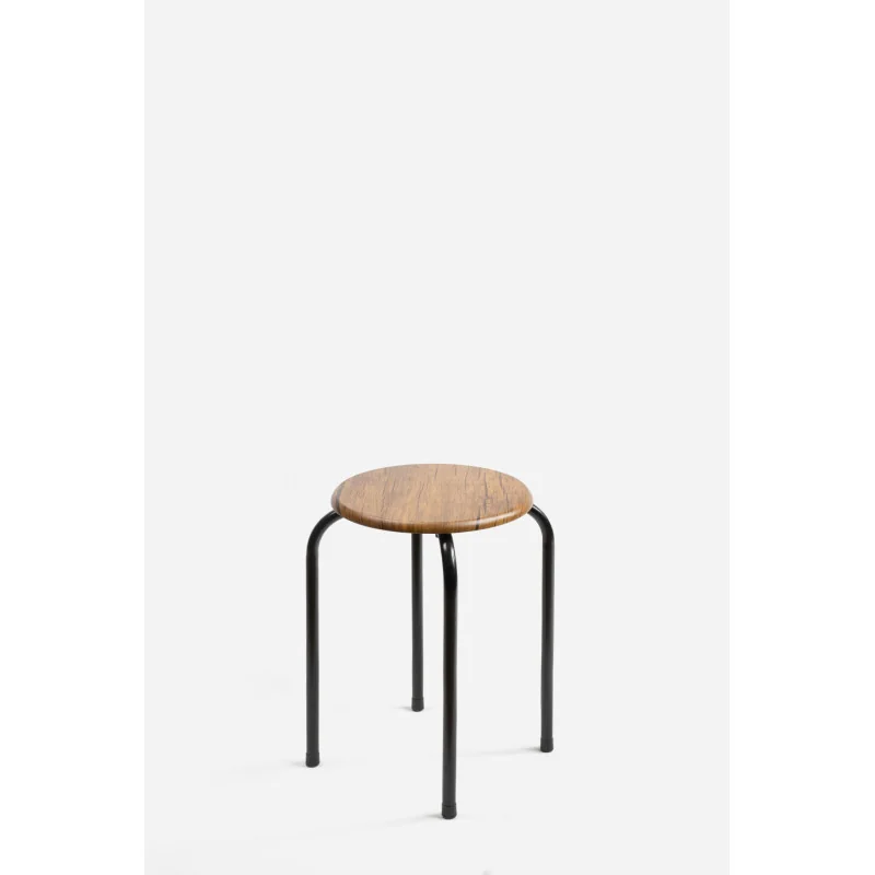 Taburete Auxiliar de Metal con Base de Madera - Darek