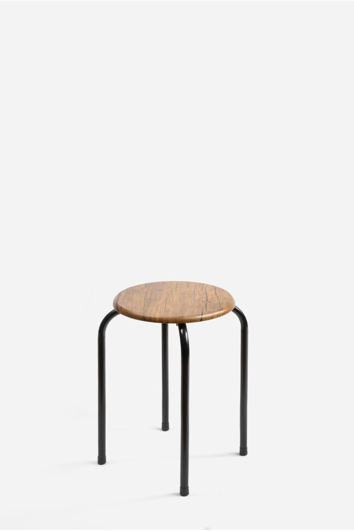 Taburete Auxiliar de Metal con Base de Madera - Darek