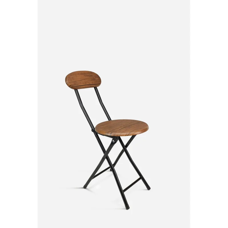 Silla Plegable Con Respaldo en Metal y Madera