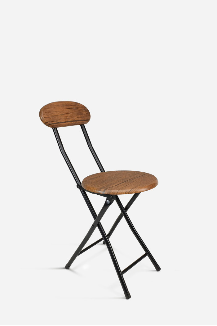 Silla Plegable Con Respaldo en Metal y Madera