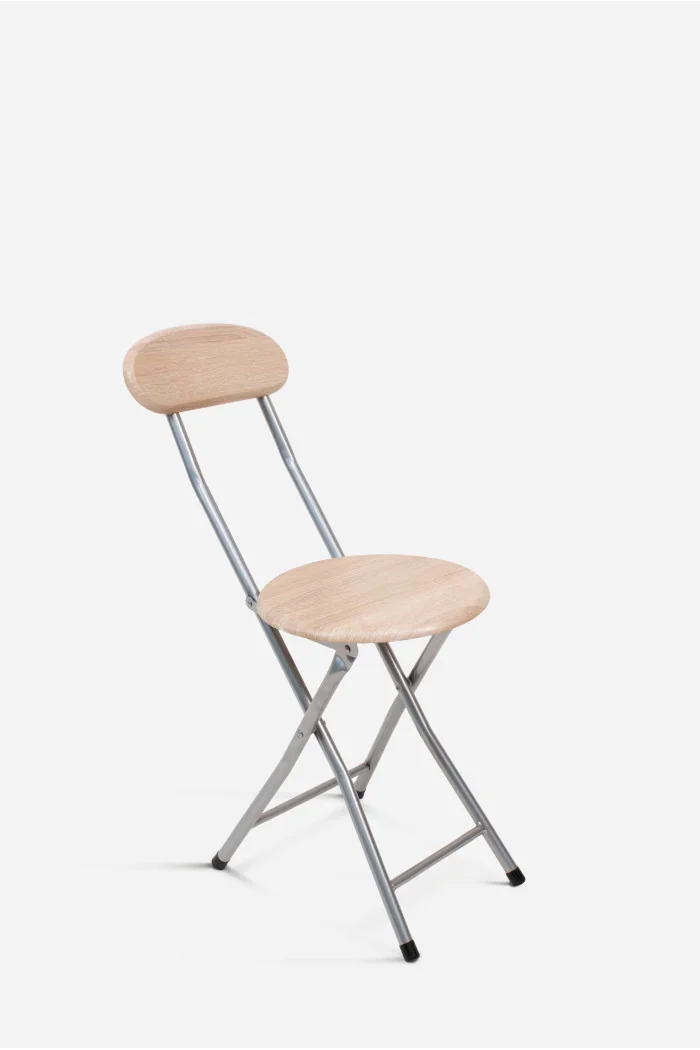 Silla Plegable Con Respaldo en Metal y Madera