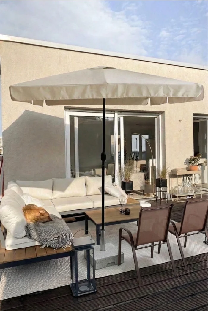 Pack Relax - 2 Sillas de Jardín de Lona y Parasol 2x3m Beige