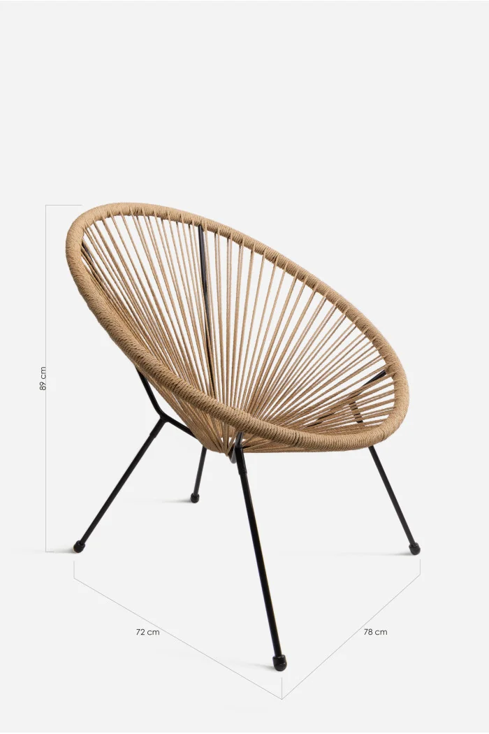 Silla modelo Acapulco de acero y ratán