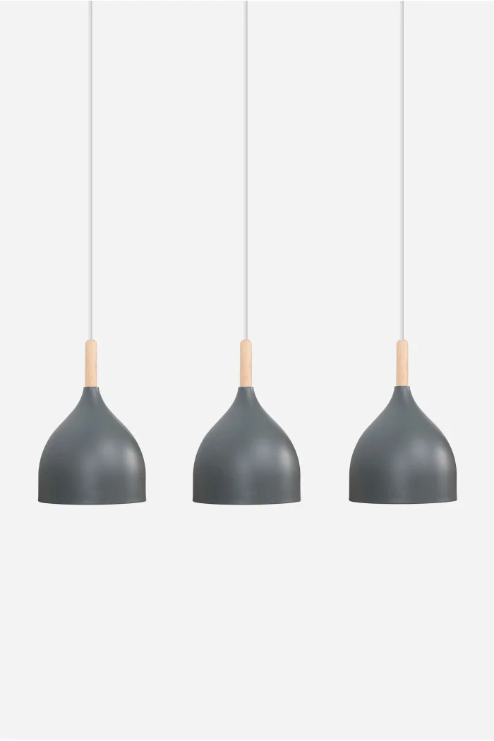 Lámpara de techo en aluminio y madera - Gris