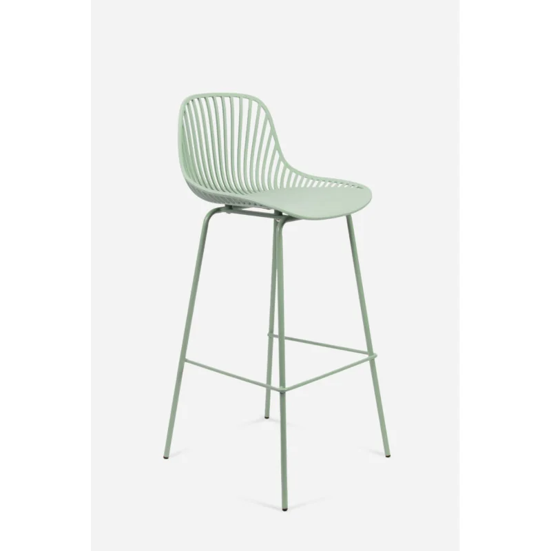 Taburete de cocina alto de polipropileno con respaldo