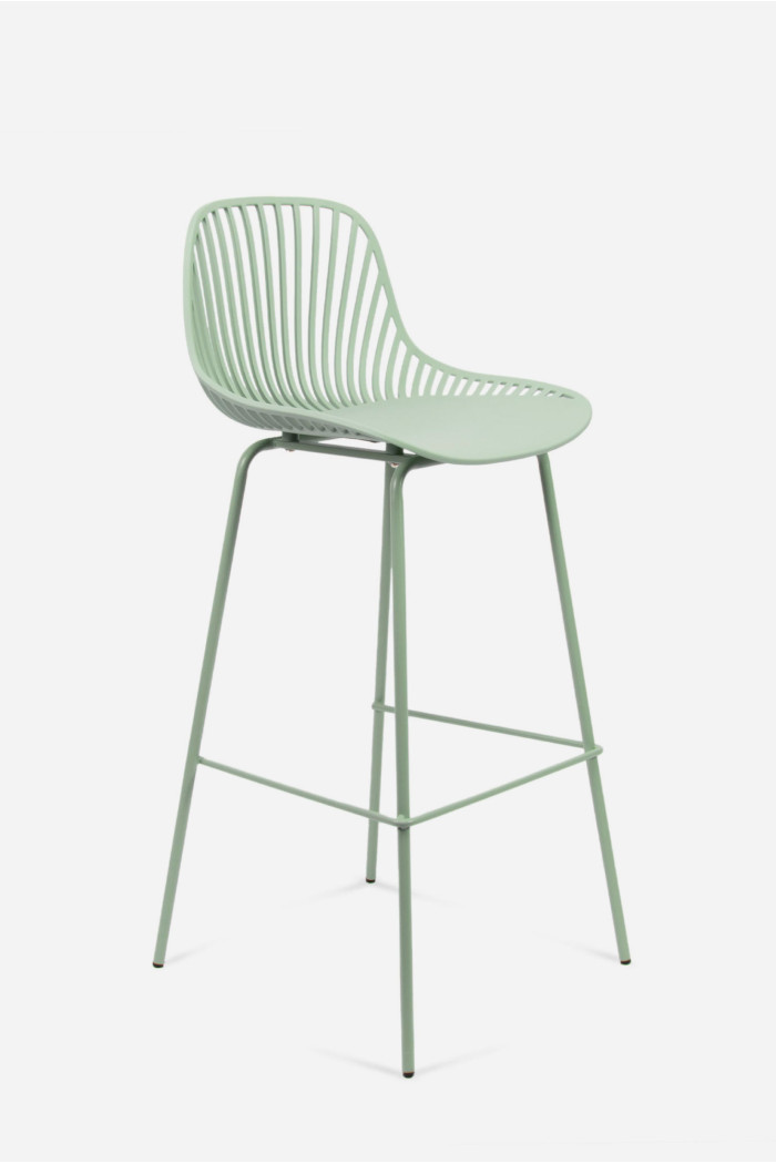 Taburete de cocina alto de polipropileno con respaldo