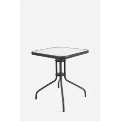 Mesa de Jardín Cuadrada de Metal con Base de Cristal - Ulma