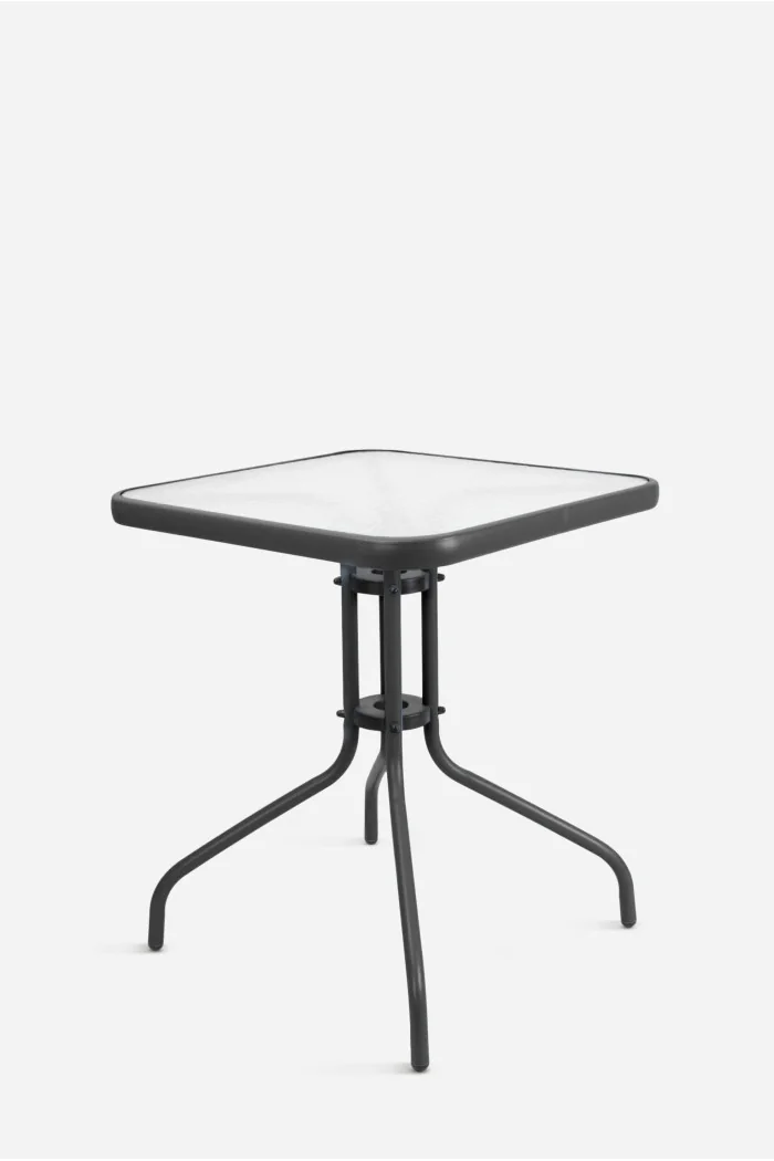 Mesa de Jardín Cuadrada de Metal con Base de Cristal - Varios Colores