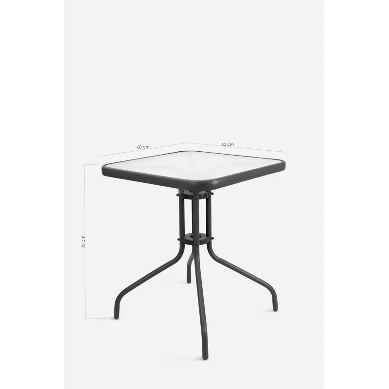 Mesa de Jardín Cuadrada de Metal con Base de Cristal - Varios Colores