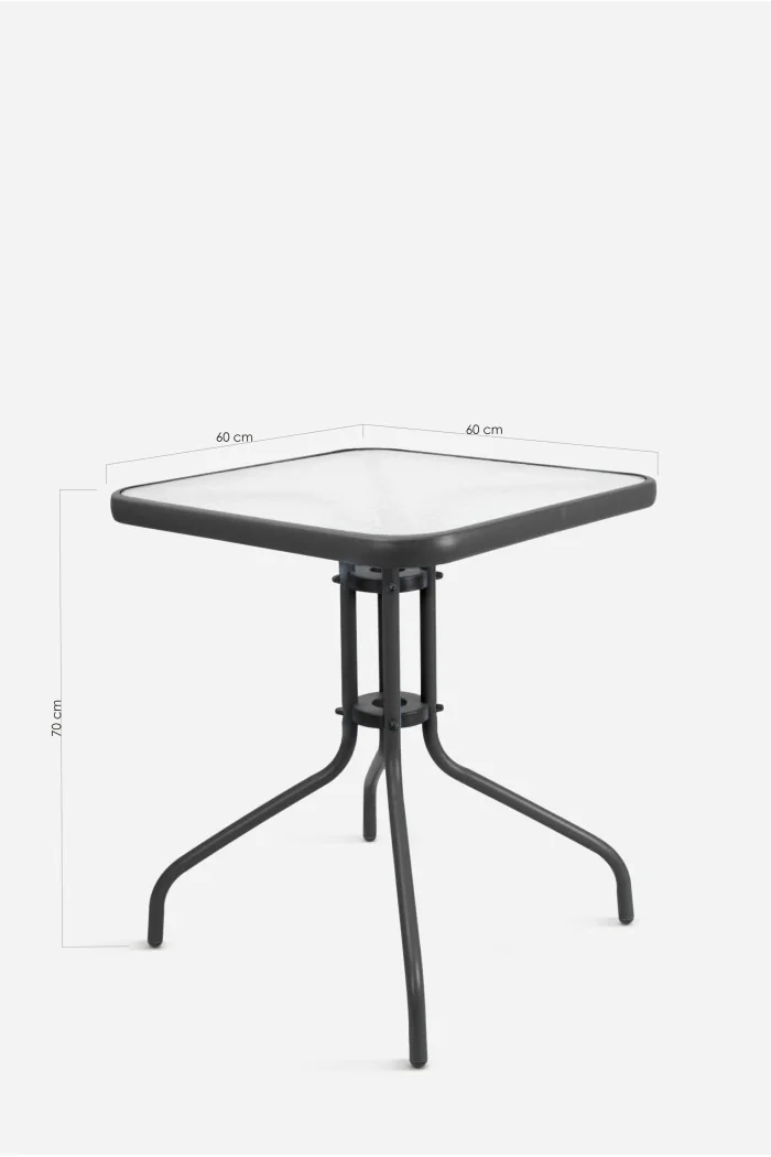 Mesa de Jardín Cuadrada de Metal con Base de Cristal - Varios Colores