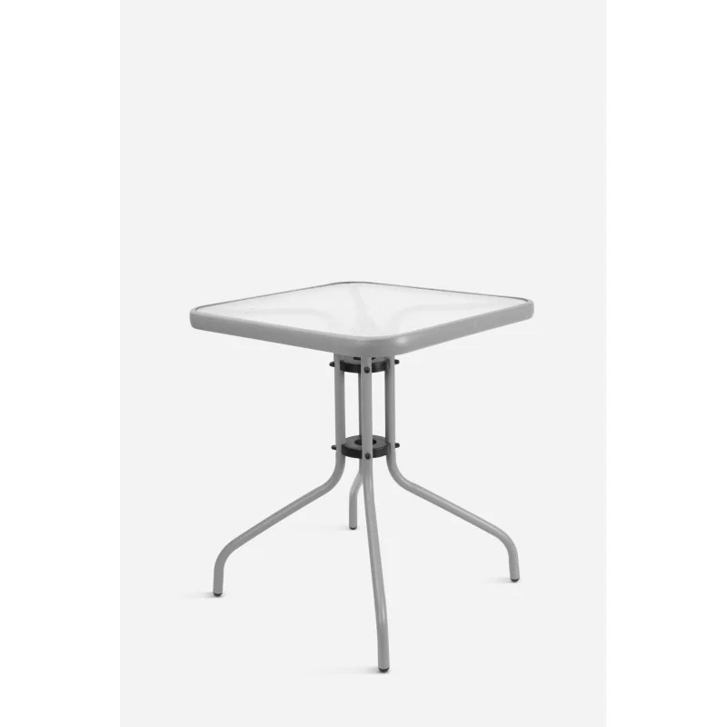 Mesa de Jardín Cuadrada de Metal con Base de Cristal - Varios Colores