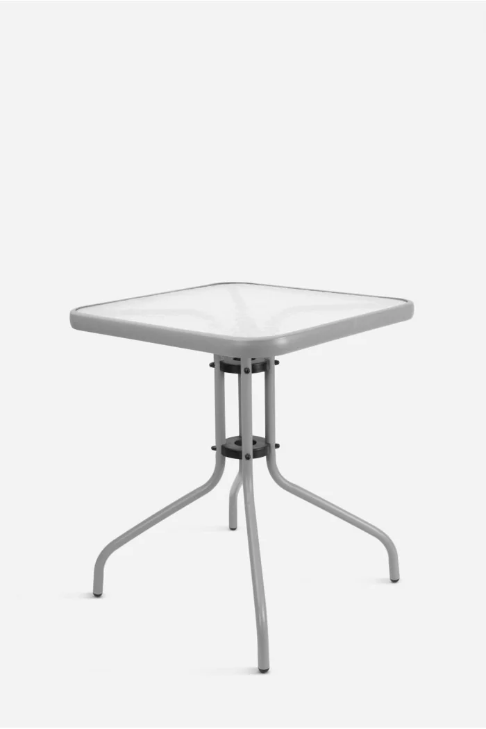 Mesa de Jardín Cuadrada de Metal con Base de Cristal - Varios Colores