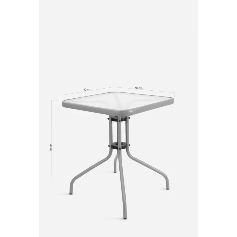 Mesa de Jardín Cuadrada de Metal con Base de Cristal - Varios Colores
