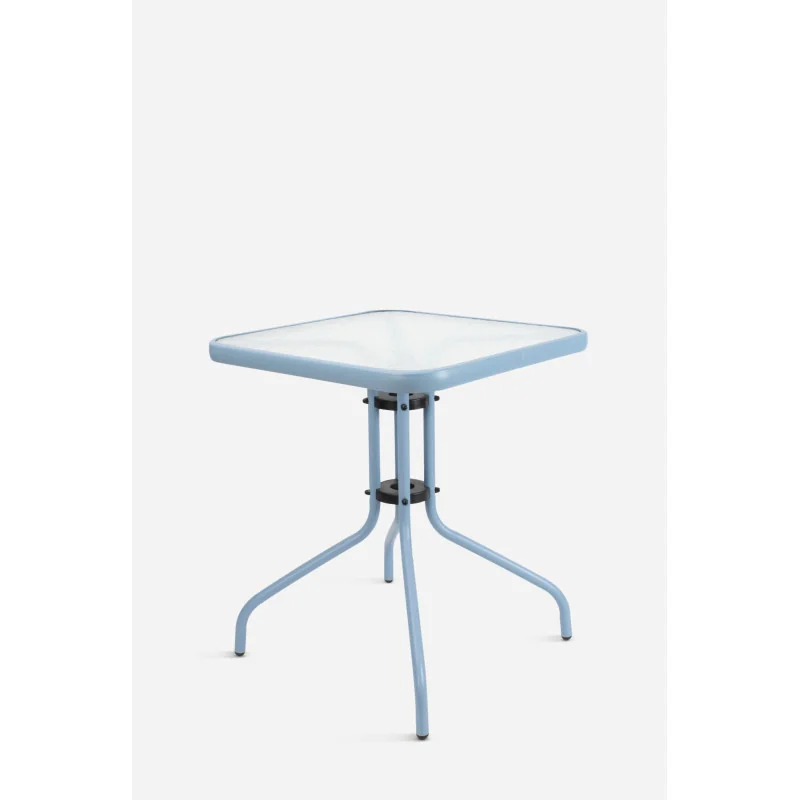 Mesa de Jardín Cuadrada de Metal con Base de Cristal - Varios Colores