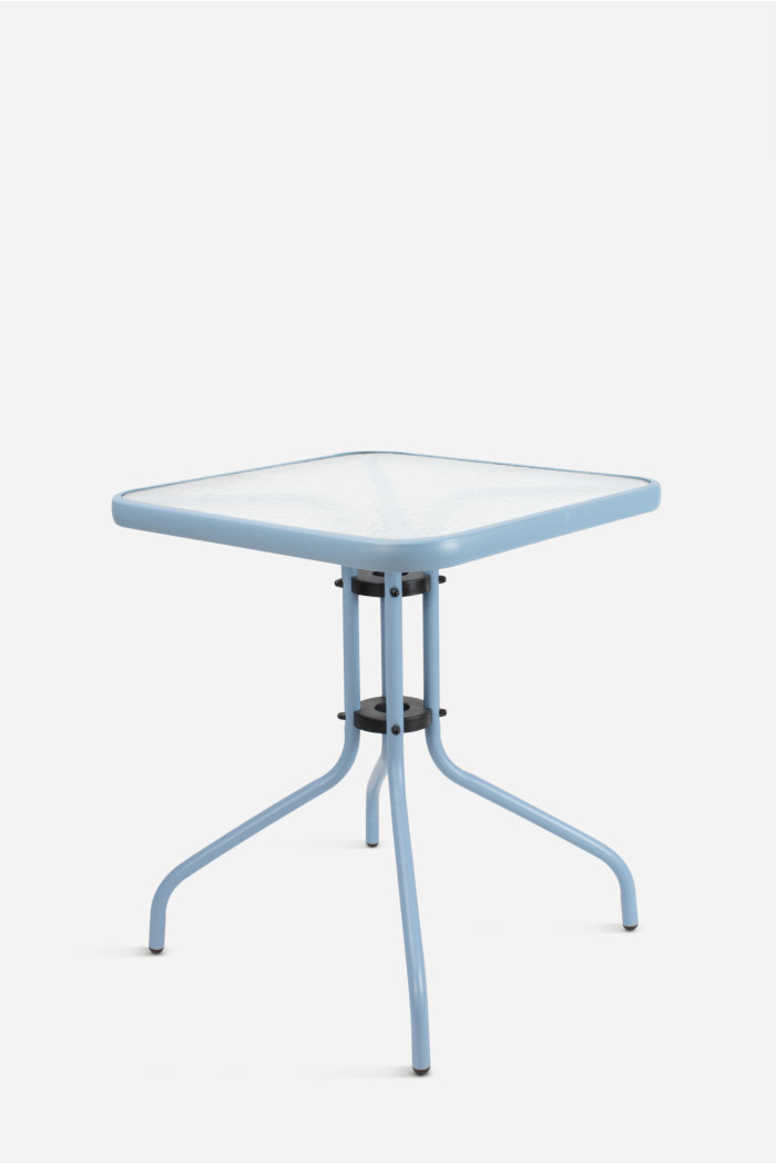 Mesa de Jardín Cuadrada de Metal con Base de Cristal - Varios Colores