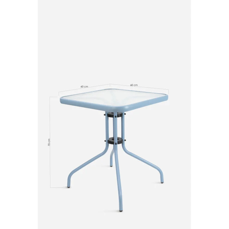 Mesa de Jardín Cuadrada de Metal con Base de Cristal - Varios Colores