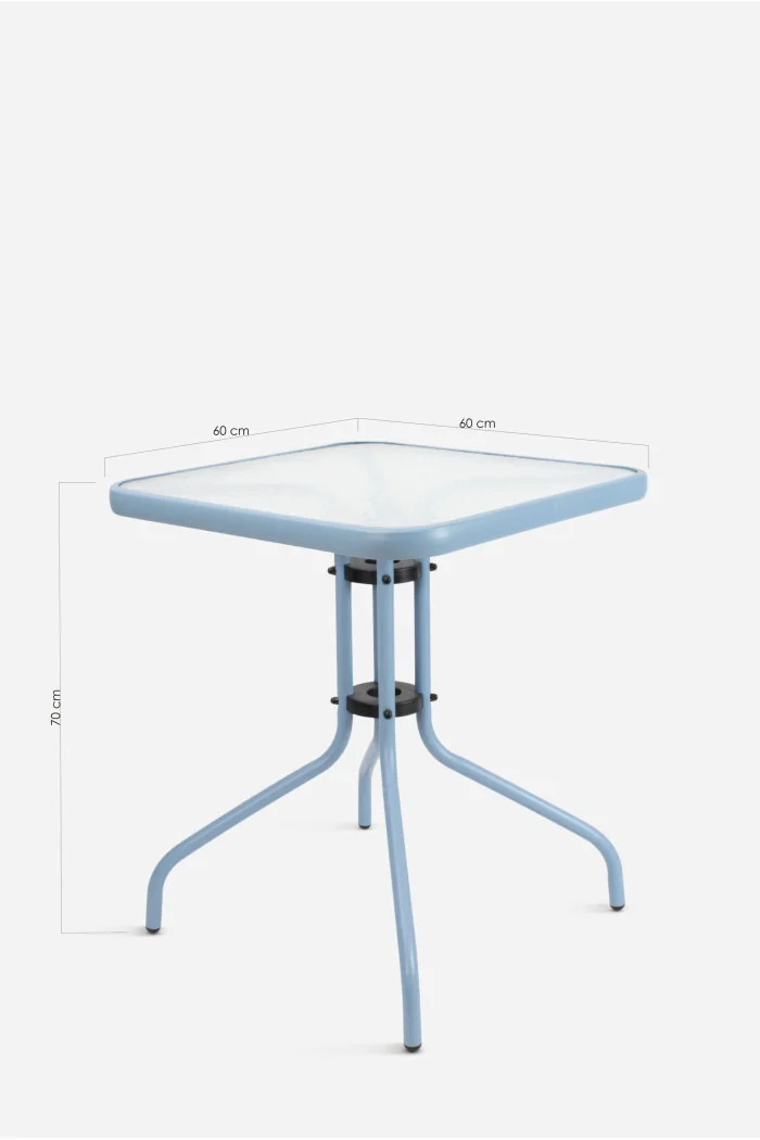 Mesa de Jardín Cuadrada de Metal con Base de Cristal - Varios Colores