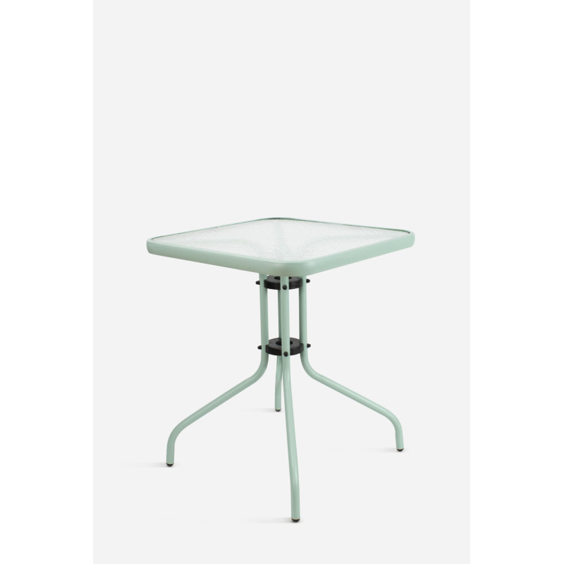 Mesa de Jardín Cuadrada de Metal con Base de Cristal - Varios Colores