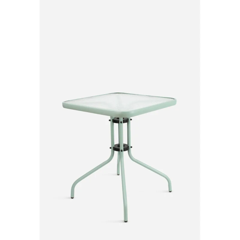 Mesa de Jardín Cuadrada de Metal con Base de Cristal - Varios Colores