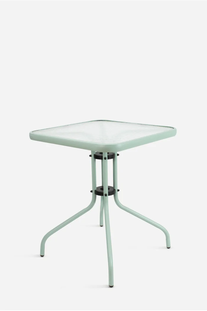 Mesa de Jardín Cuadrada de Metal con Base de Cristal - Varios Colores