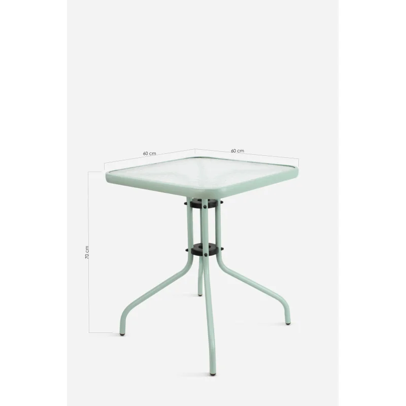 Mesa de Jardín Cuadrada de Metal con Base de Cristal - Varios Colores