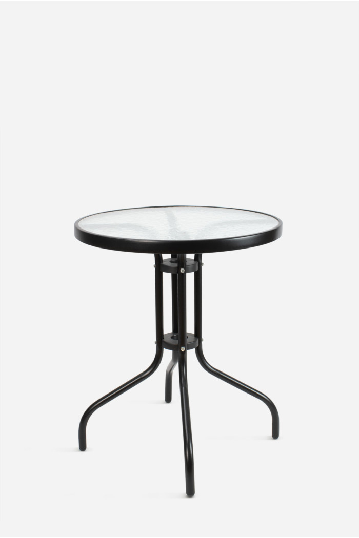 Mesa de Jardín Redonda de Metal con Base de Cristal - Varios Colores
