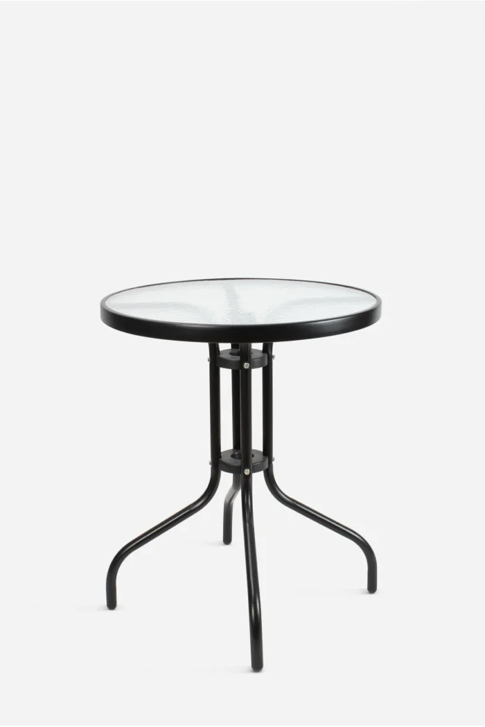 Mesa de Jardín Redonda de Metal con Base de Cristal - Varios Colores