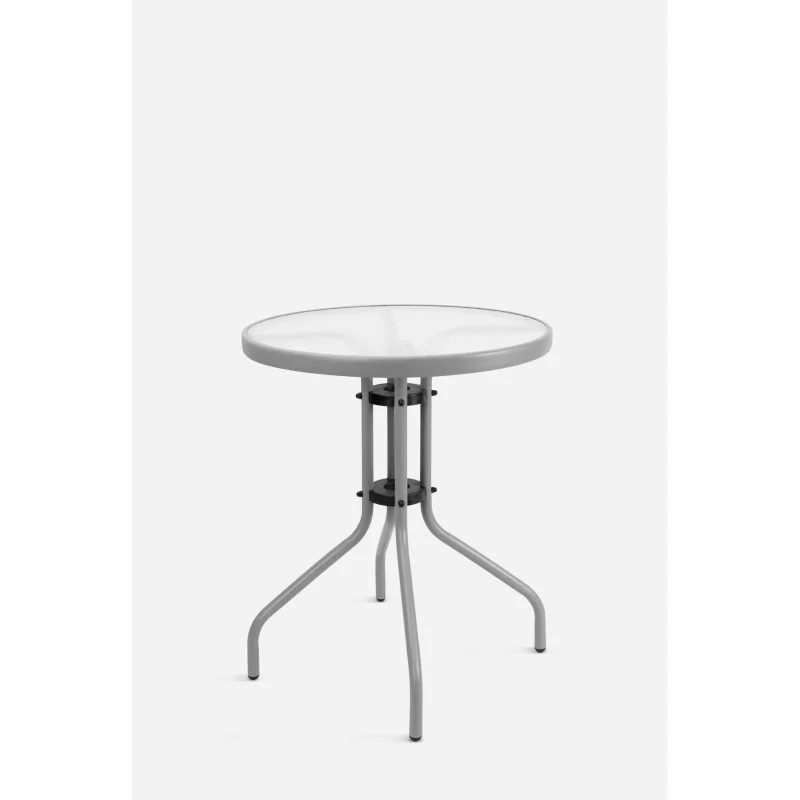 Mesa de Jardín Redonda de Metal con Base de Cristal - Varios Colores