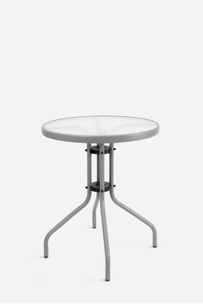 Mesa de Jardín Redonda de Metal con Base de Cristal - Varios Colores