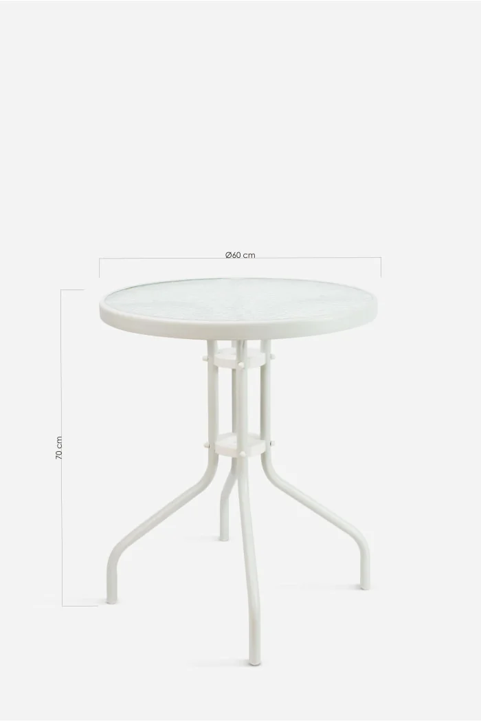 Mesa de Jardín Redonda de Metal con Base de Cristal - Varios Colores