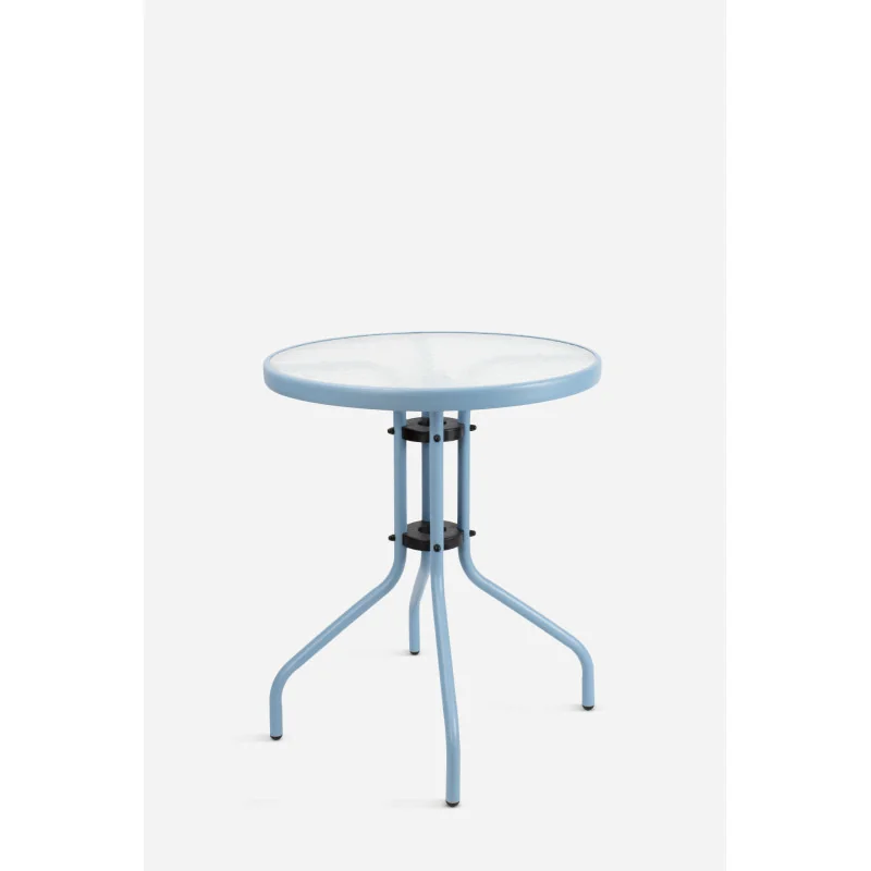 Mesa de Jardín Redonda de Metal con Base de Cristal - Varios Colores