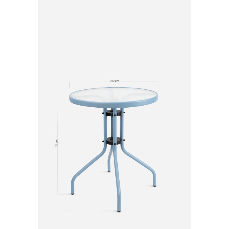 Mesa de Jardín Redonda de Metal con Base de Cristal - Varios Colores