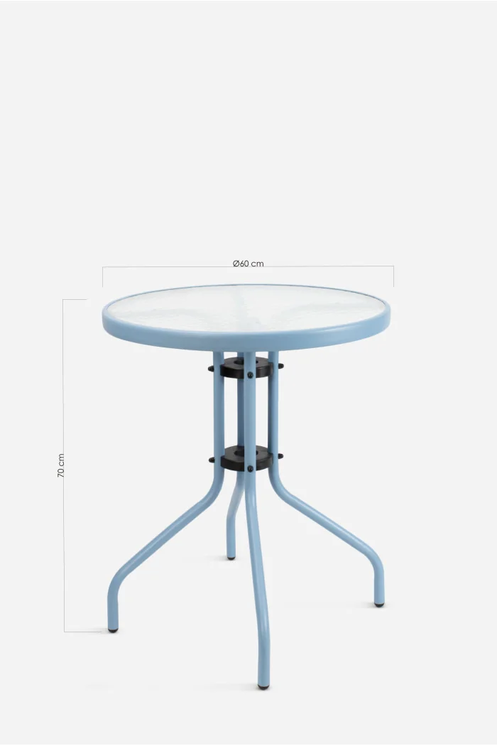 Mesa de Jardín Redonda de Metal con Base de Cristal - Varios Colores