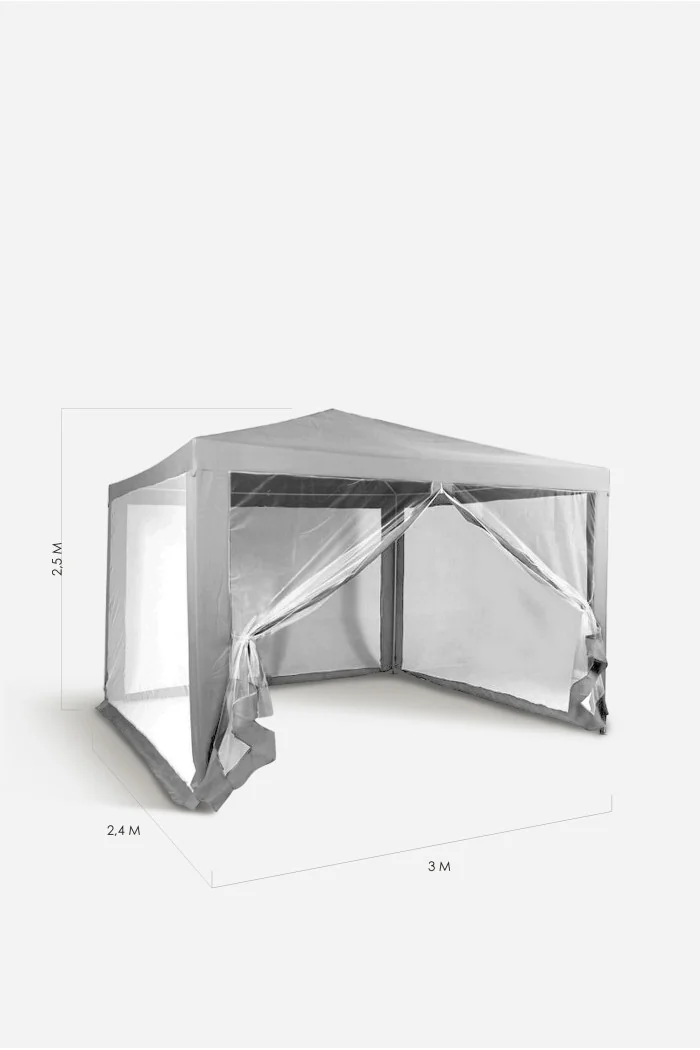 Cenador de Jardín Desmontable con Paneles Laterales -2,4x3x2,5 m