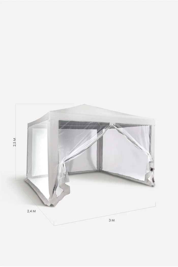 Cenador de Jardín Desmontable con Paneles Laterales -2,4x3x2,5 m